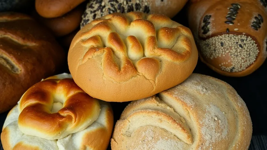 Verschiedene Brote und Gebäck im Nahaufnahme