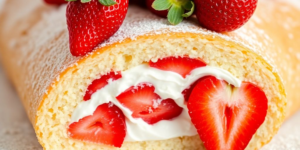 Erdbeer-Biskuitrolle